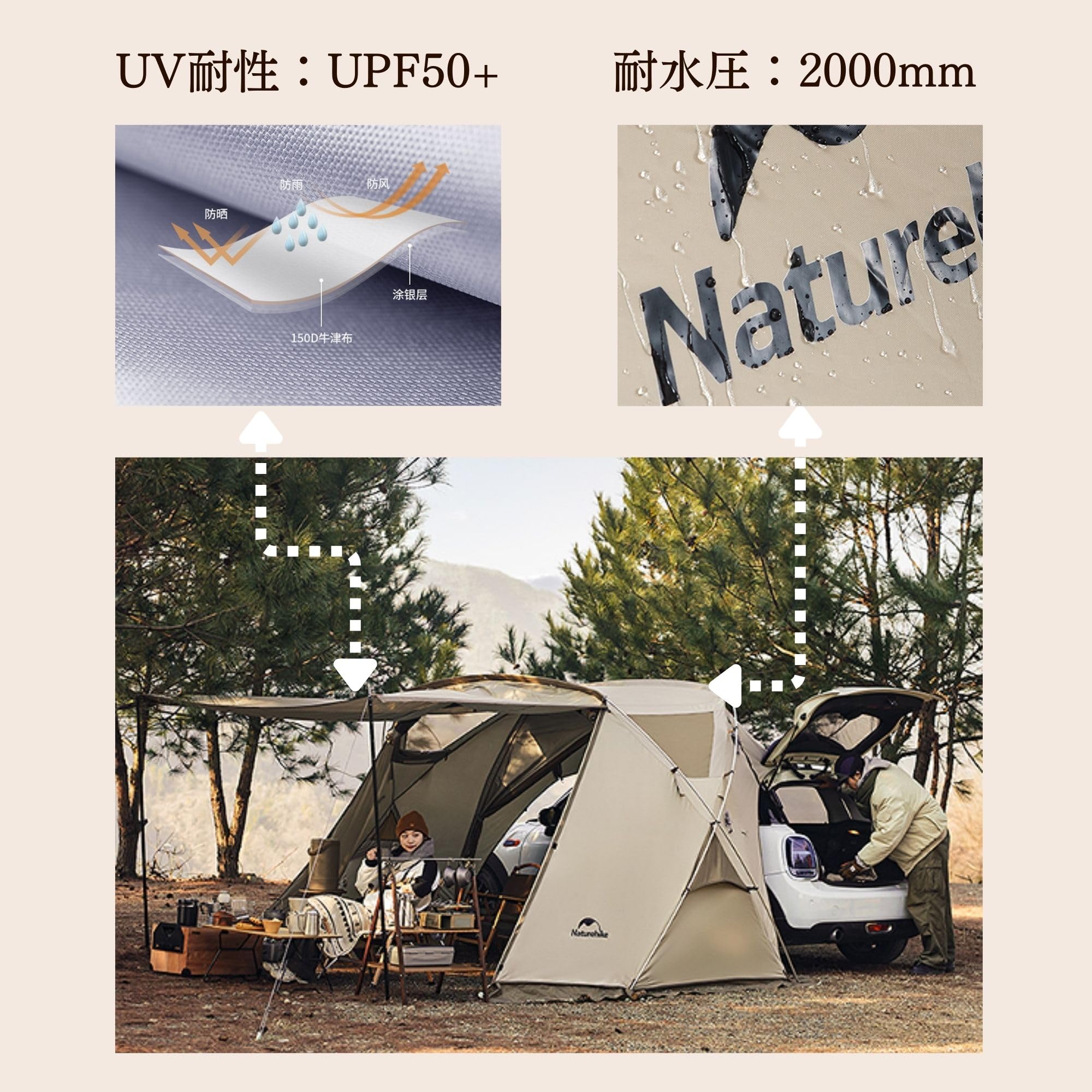 Amazon | Naturehike カーサイドテント タープ シェルターテント UV