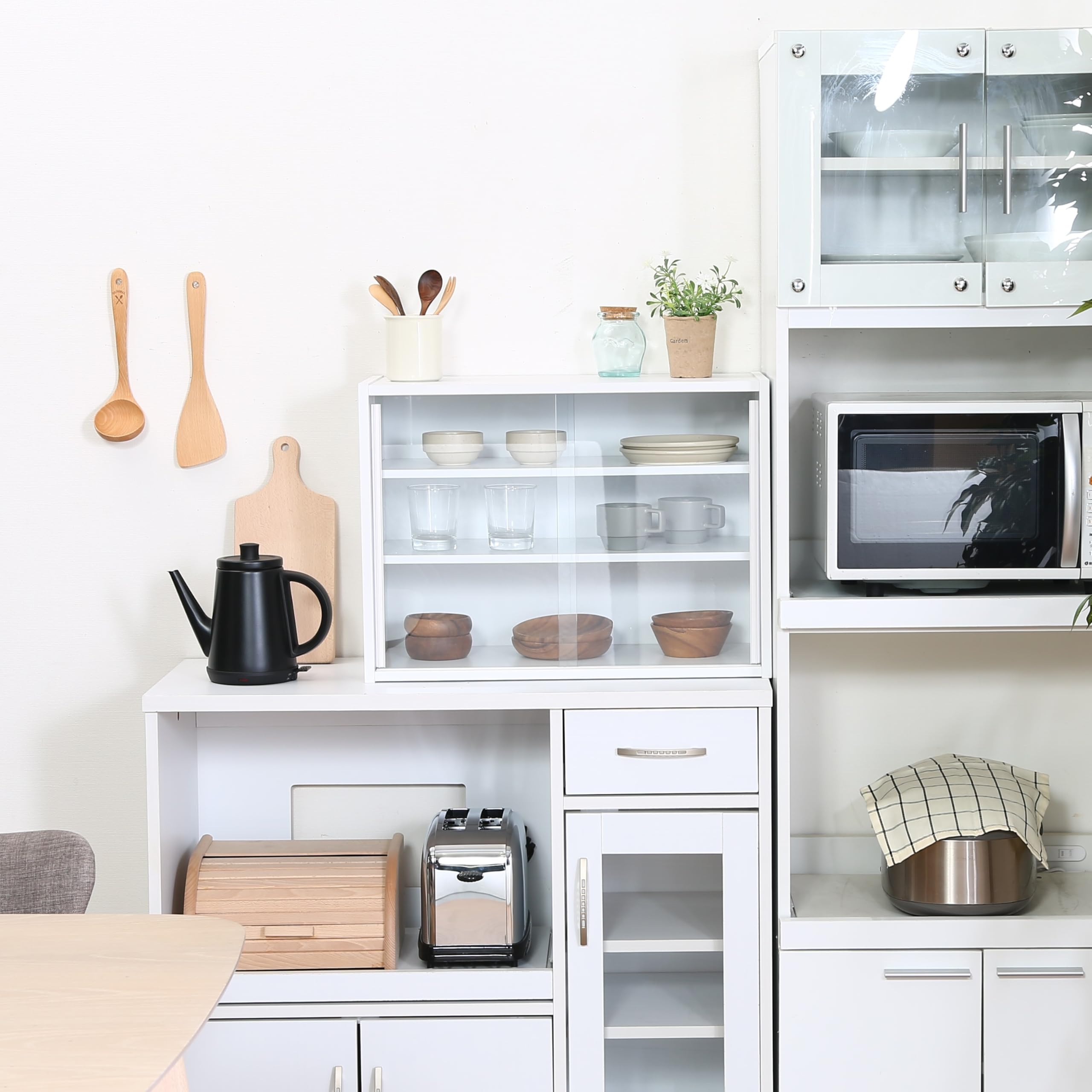 Amazon｜不二貿易 食器棚 キッチン収納 幅60×奥行29×高さ44cm ホワイト