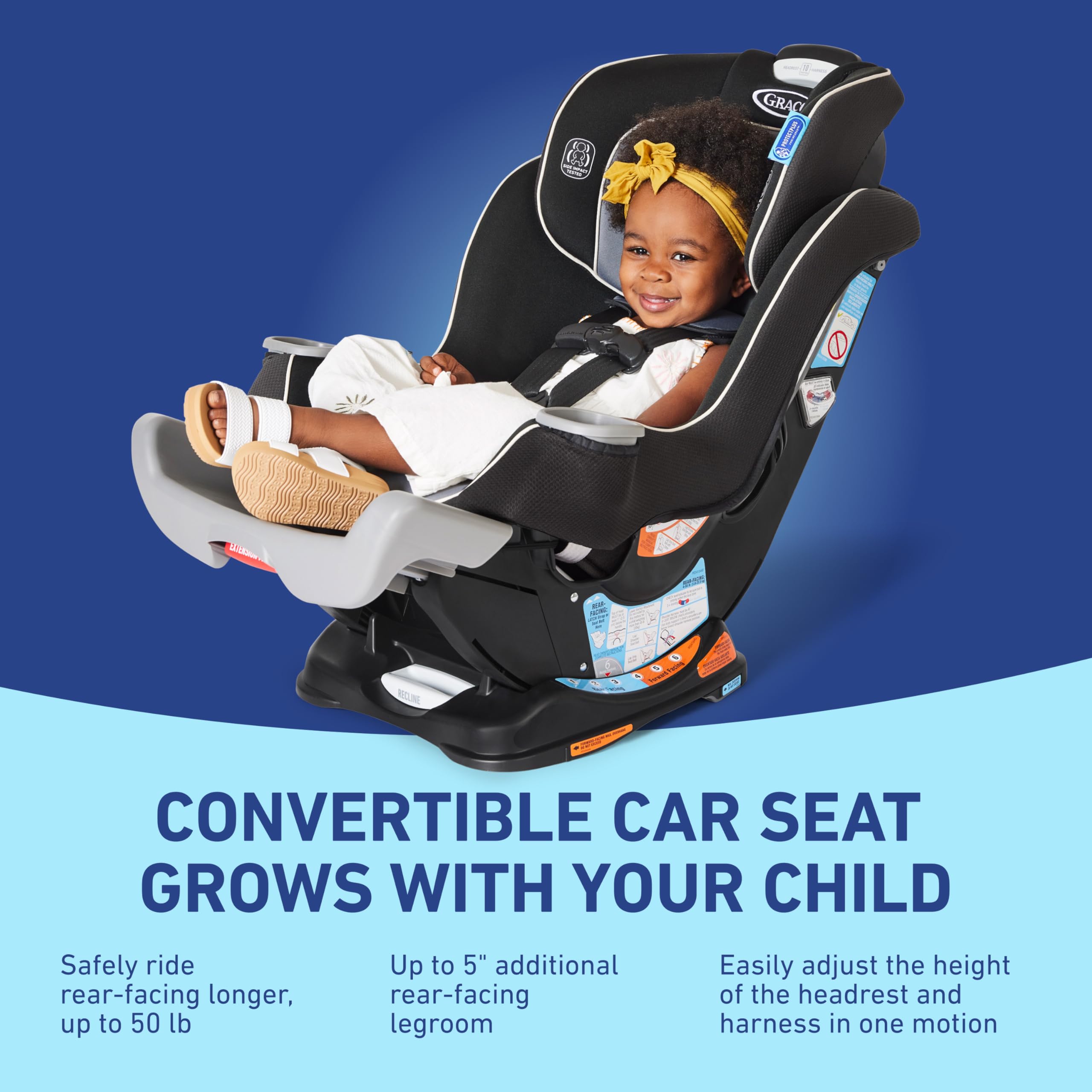 Amazon.com: Graco Extend2Fit Kenzie, 2-in-1 Convertible Car Seat