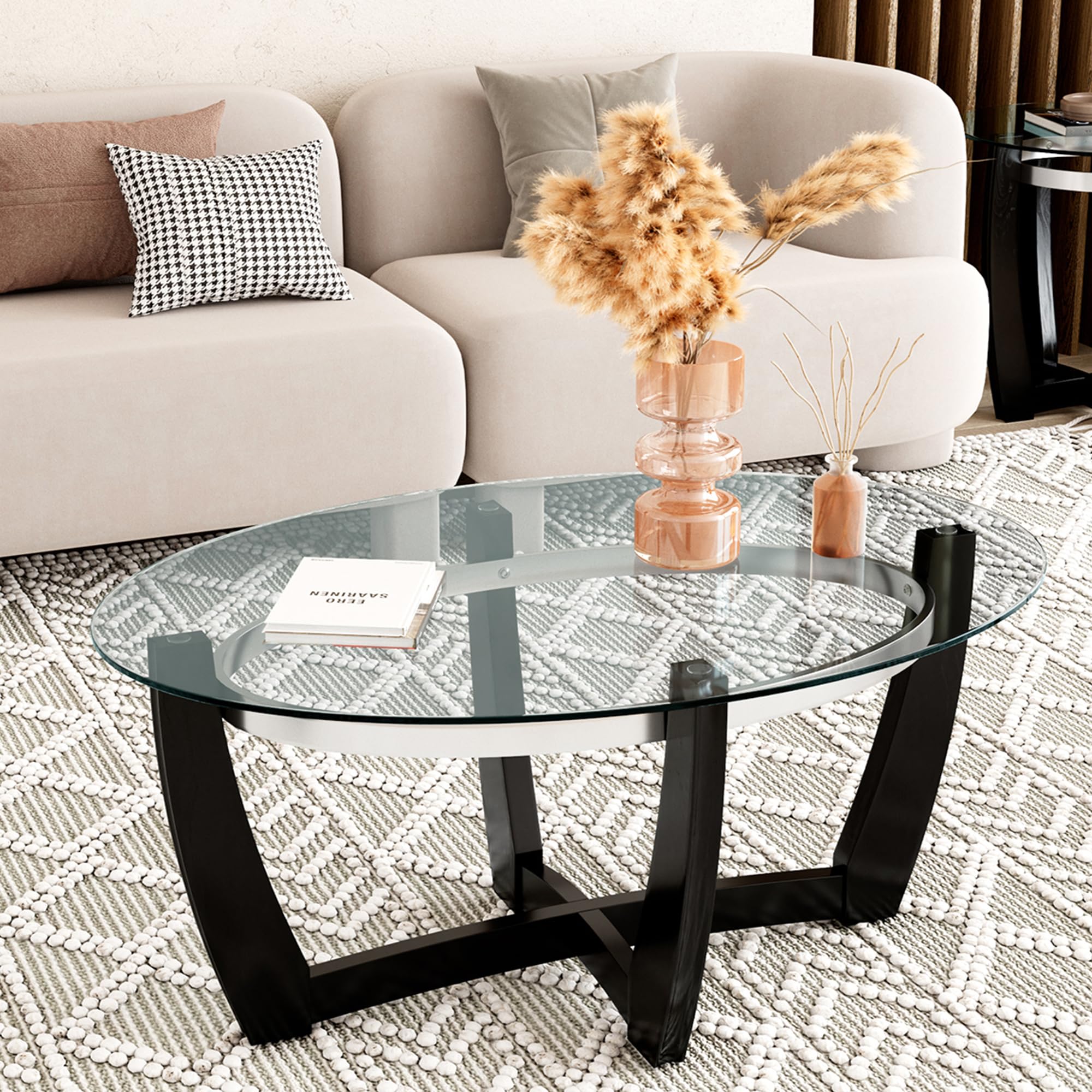 Amazon.com: Oval Glass Coffee Table, 43.3