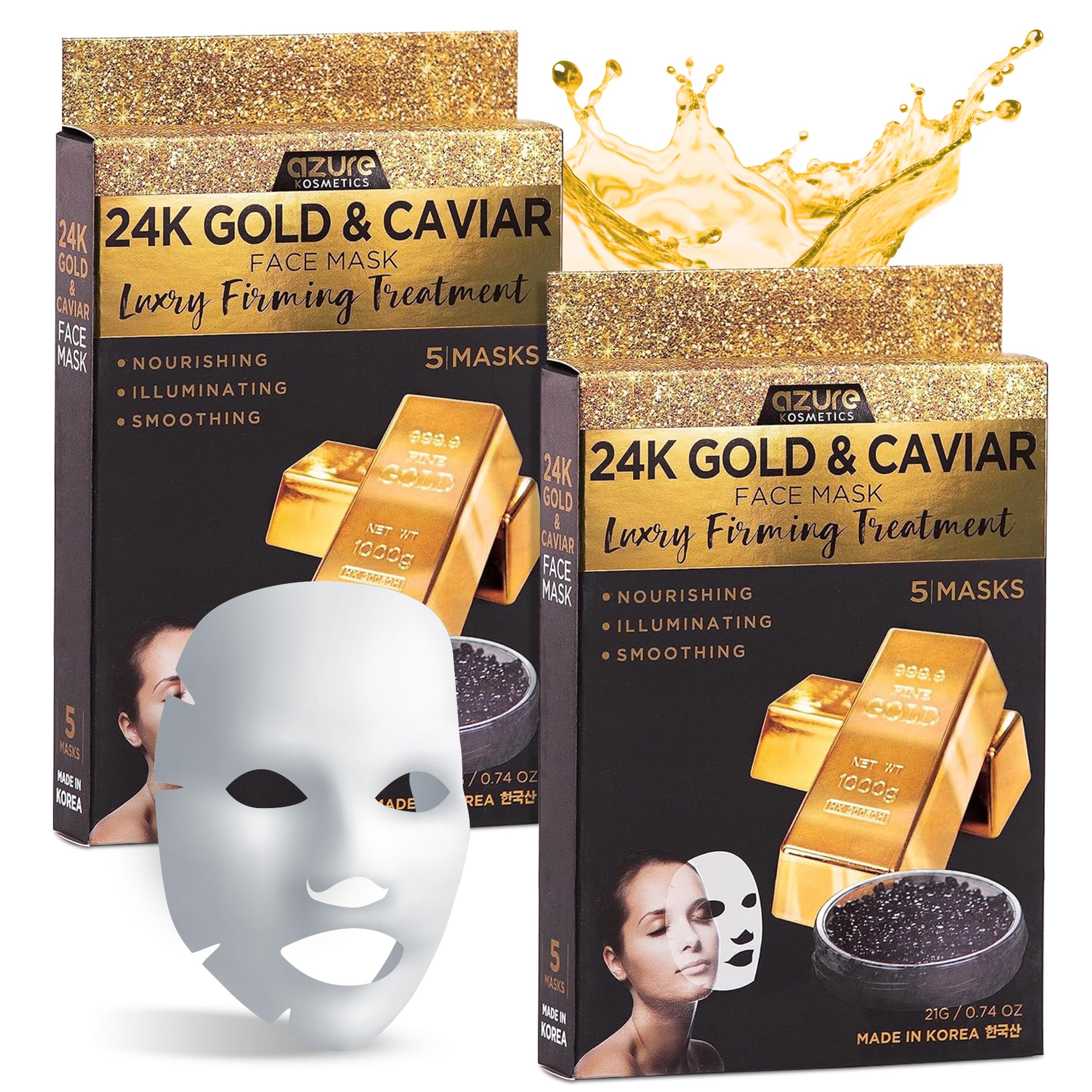 Amazon.com : AZURE 24K Gold and Caviar Anti Aging Luxury Face Mask