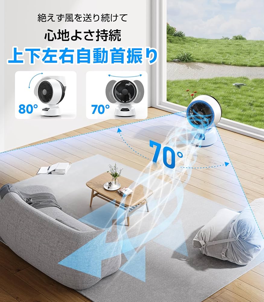 Amazon | サーキュレーター 静音 節電対策 360度首振り DCモーター 30