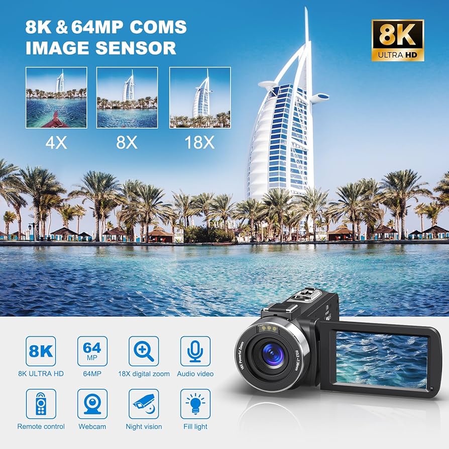 Amazon.com : 8K 64MP Video Camera 18X Digital Camcorder Video