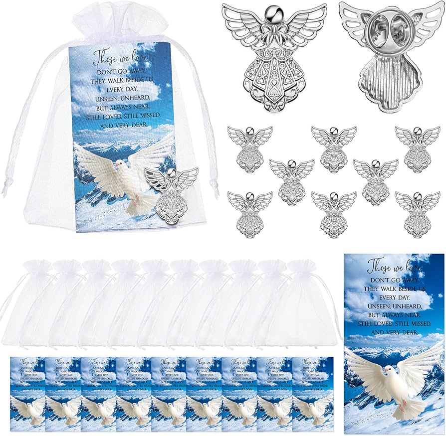 Amazon.com: Geosar 25 Set Memorial Angel Sign Pins Funeral Pocket