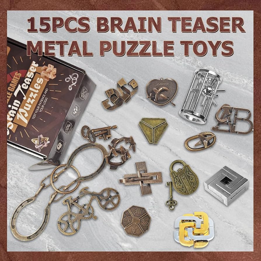 Amazon.com: Joyeee 15 Pcs Brain Teaser Metal Wire Puzzles, Mind IQ