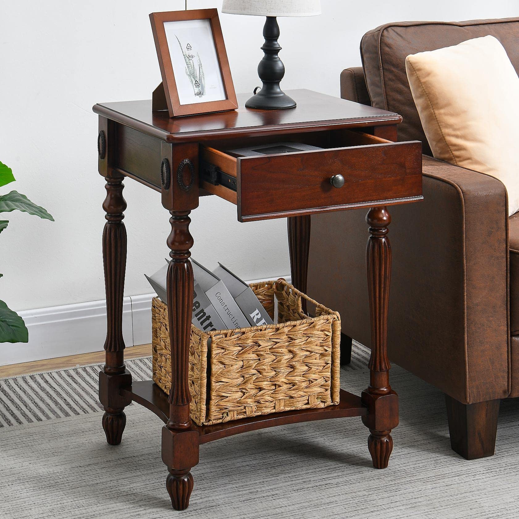 Amazon.co.jp: LEEMTORIG アンティークナイトスタンド ベッドサイド