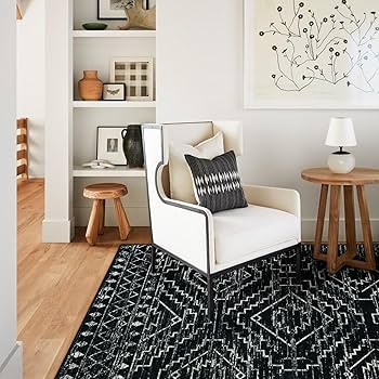 Amazon.com: Wonnitar Moroccan 6x9 Area Rugs, Washable Black Rugs