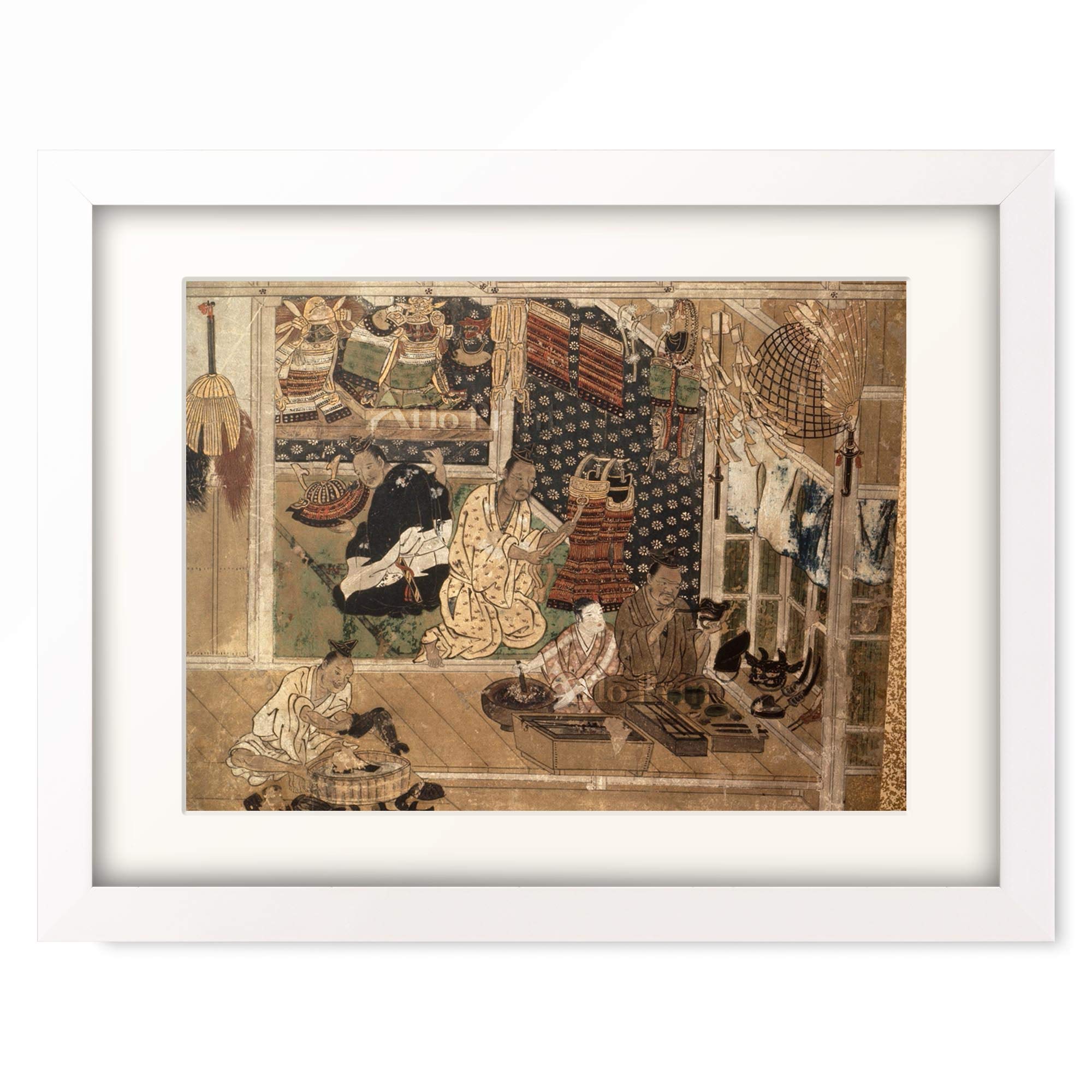 狩野吉信 作品「職人尽図屏風」額装アート Amazon｜狩野吉信 Kano