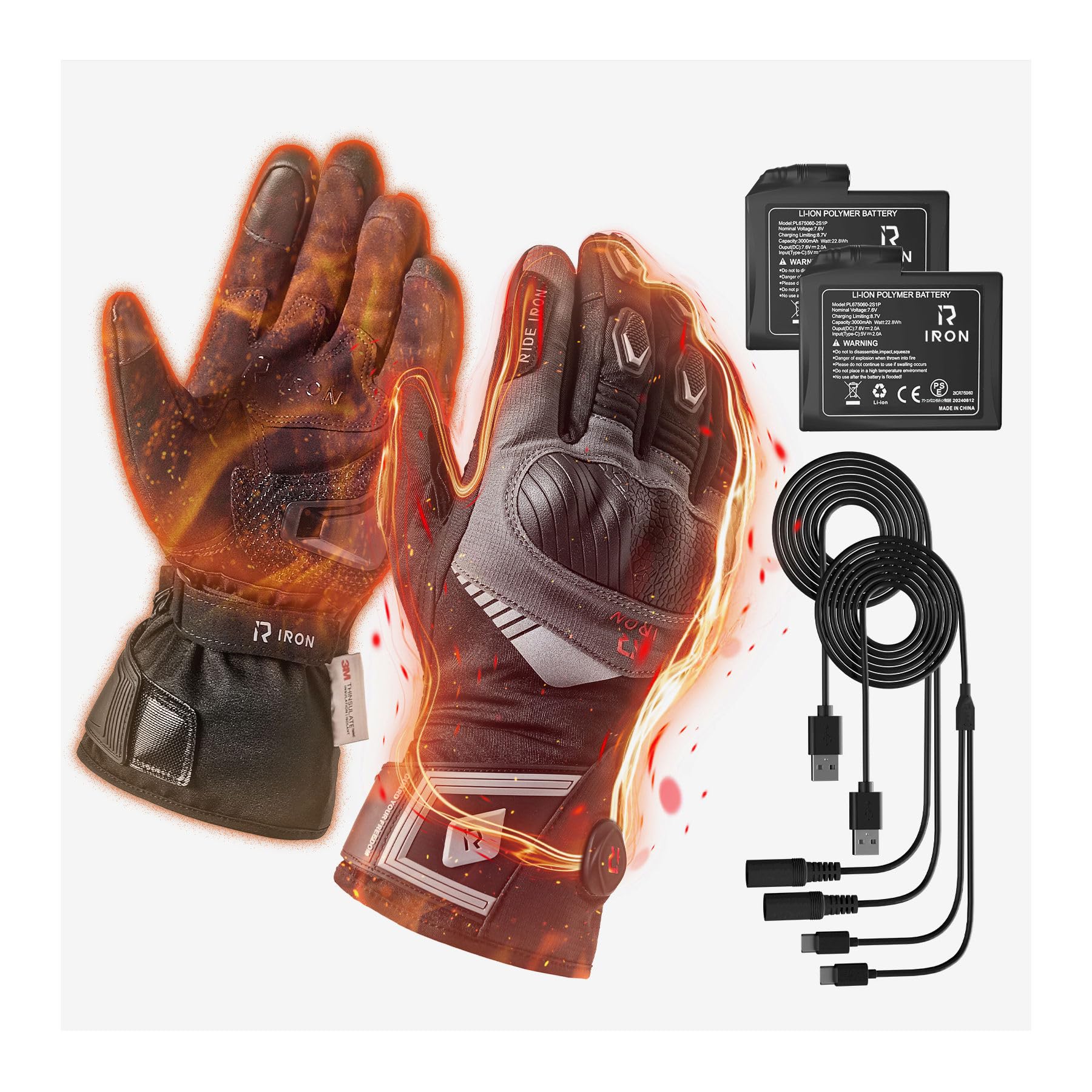 Amazon | RIDEIRON 電熱グローブ CE1レベル認証 ヒーターグローブ冬用