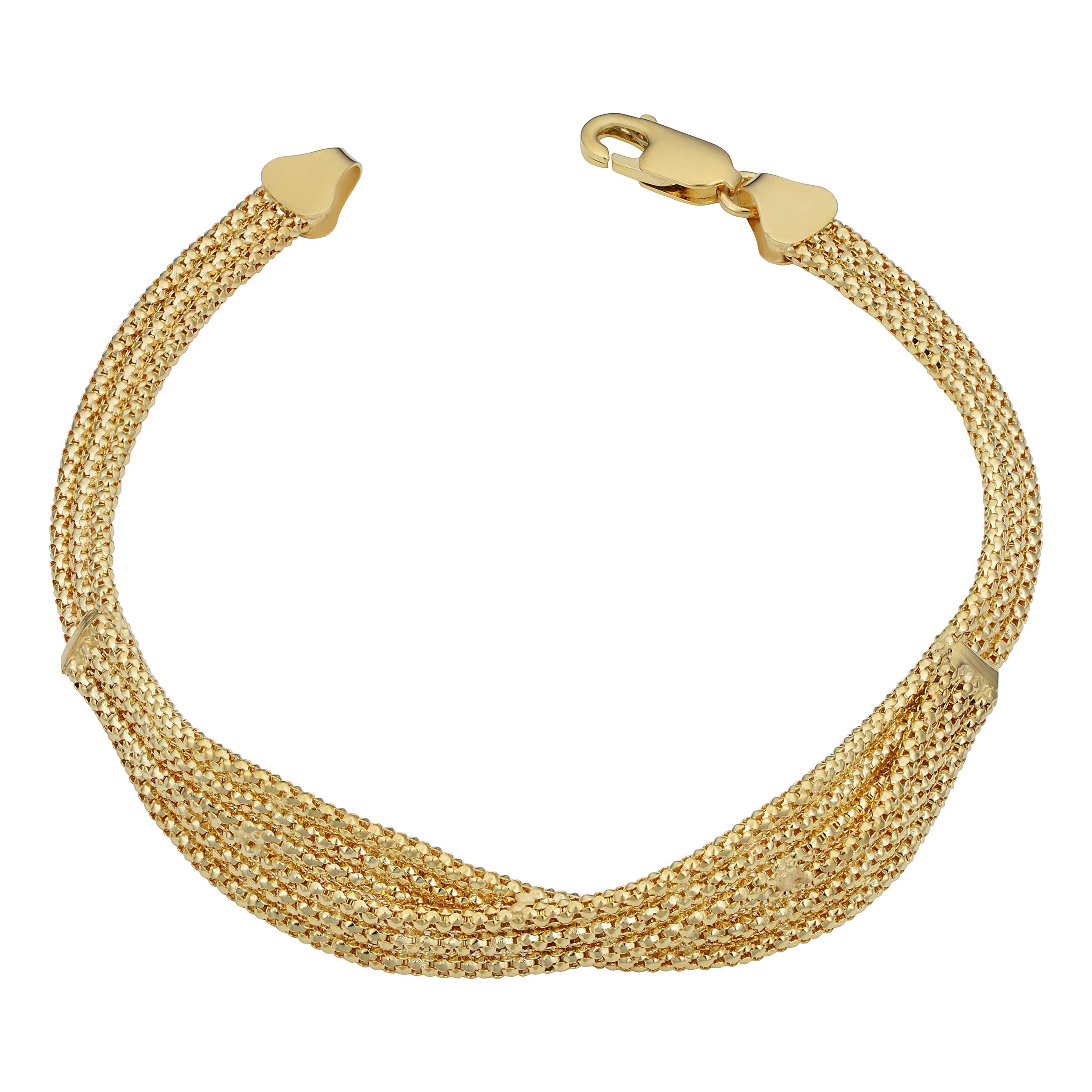 Amazon | Kooljewelry 18Kイエローゴールド編みポップコーン