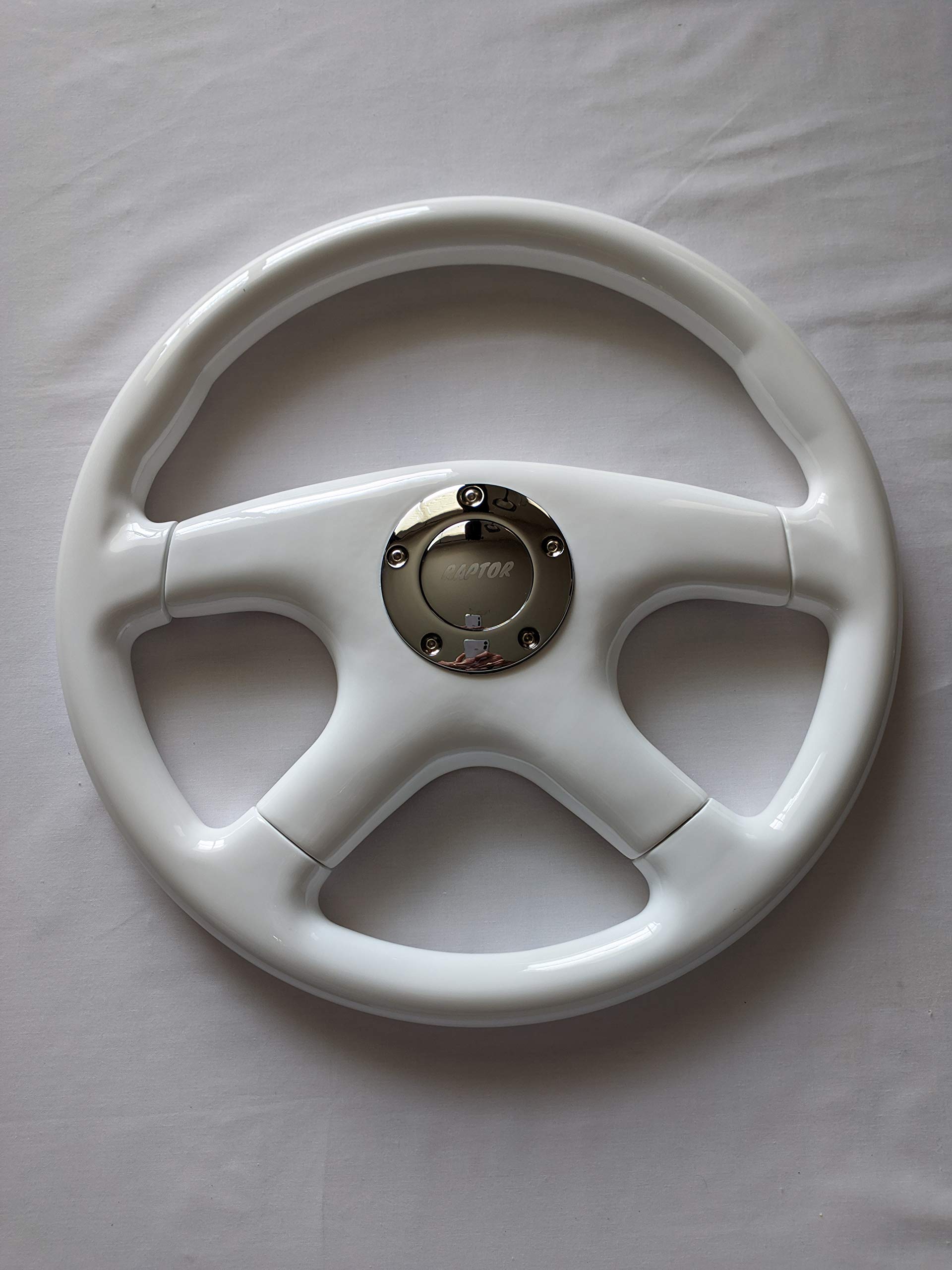 Amazon | Raptor 15インチ ホワイトウッド ステアリングホイール