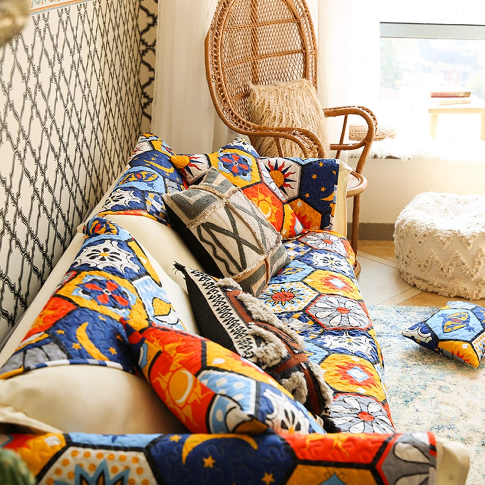 Amazon｜ソファーカバー マルチカバー モロッコ柄 北欧 欧米風 モダン