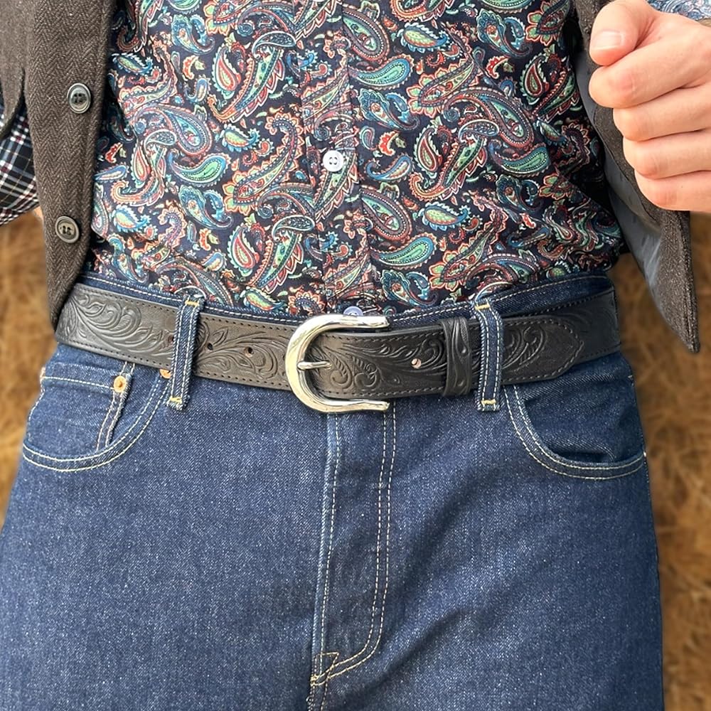 Amazon.com: DANIEL'S ARTPLANET Western Leather Belt for Men Full