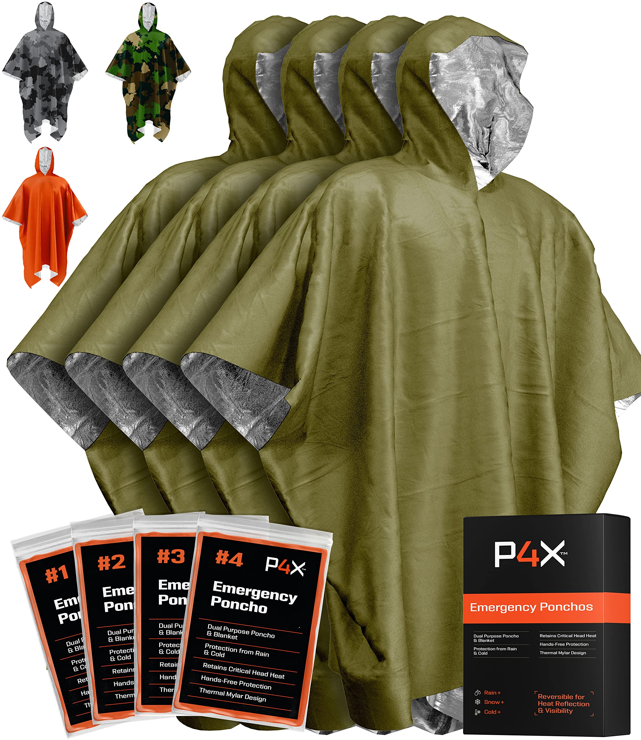 Amazon.com : PREPARED4X Emergency Poncho with Mylar Blanket Liner