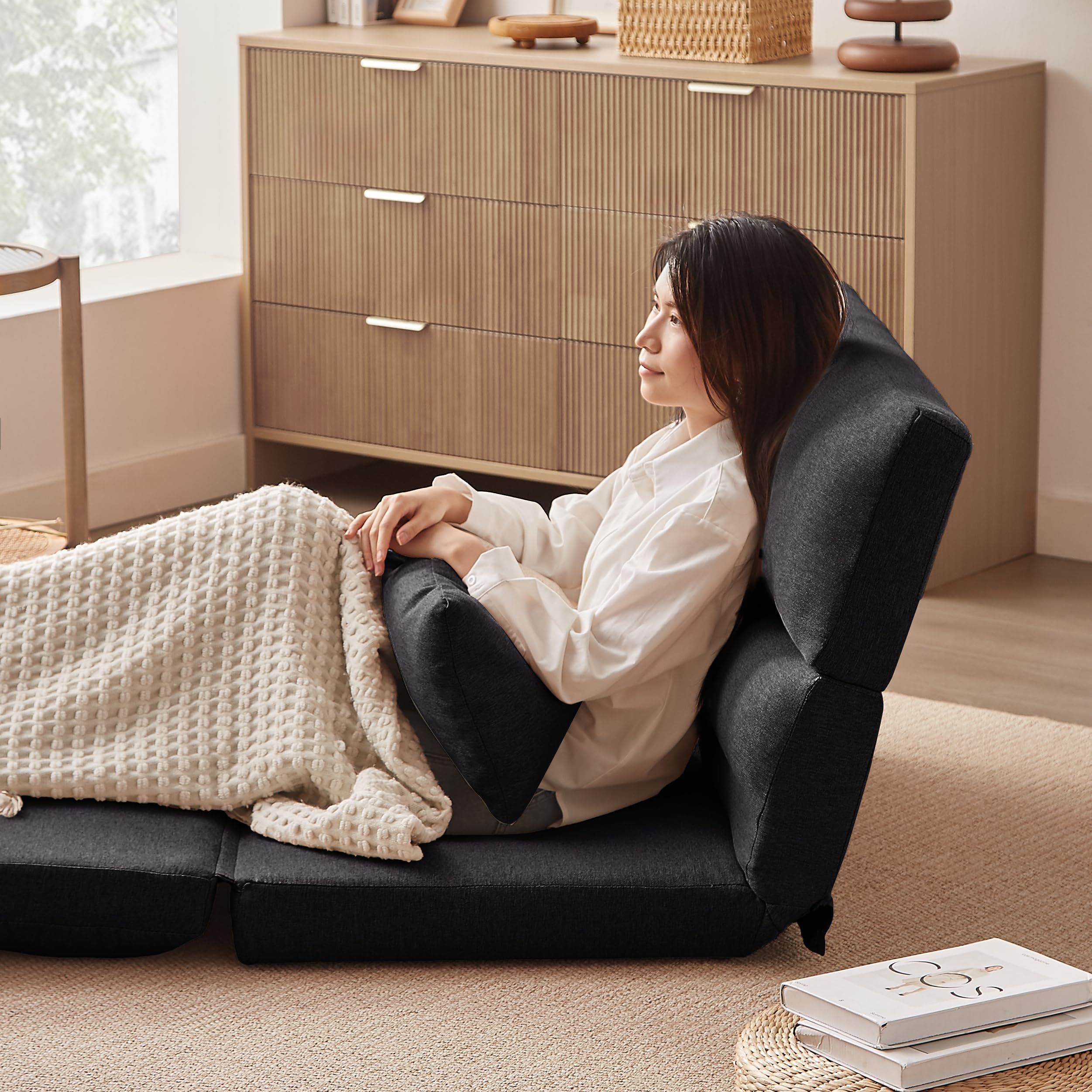 Amazon｜Jujwooo 折りたたみ ソファベッド 座椅子 幅103cm 2人掛け