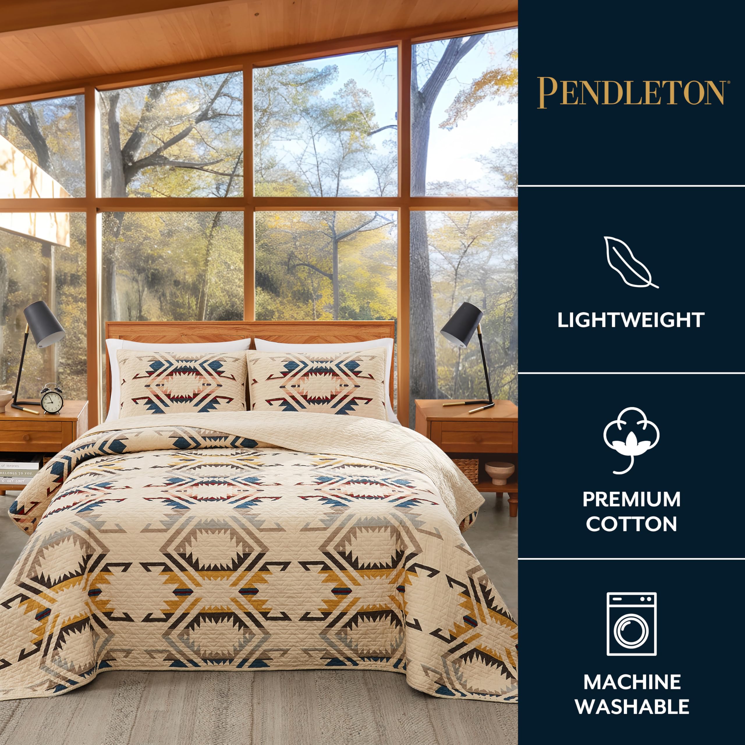 Amazon.co.jp: Pendleton ホワイトサンド ベッドカバー ブランケット