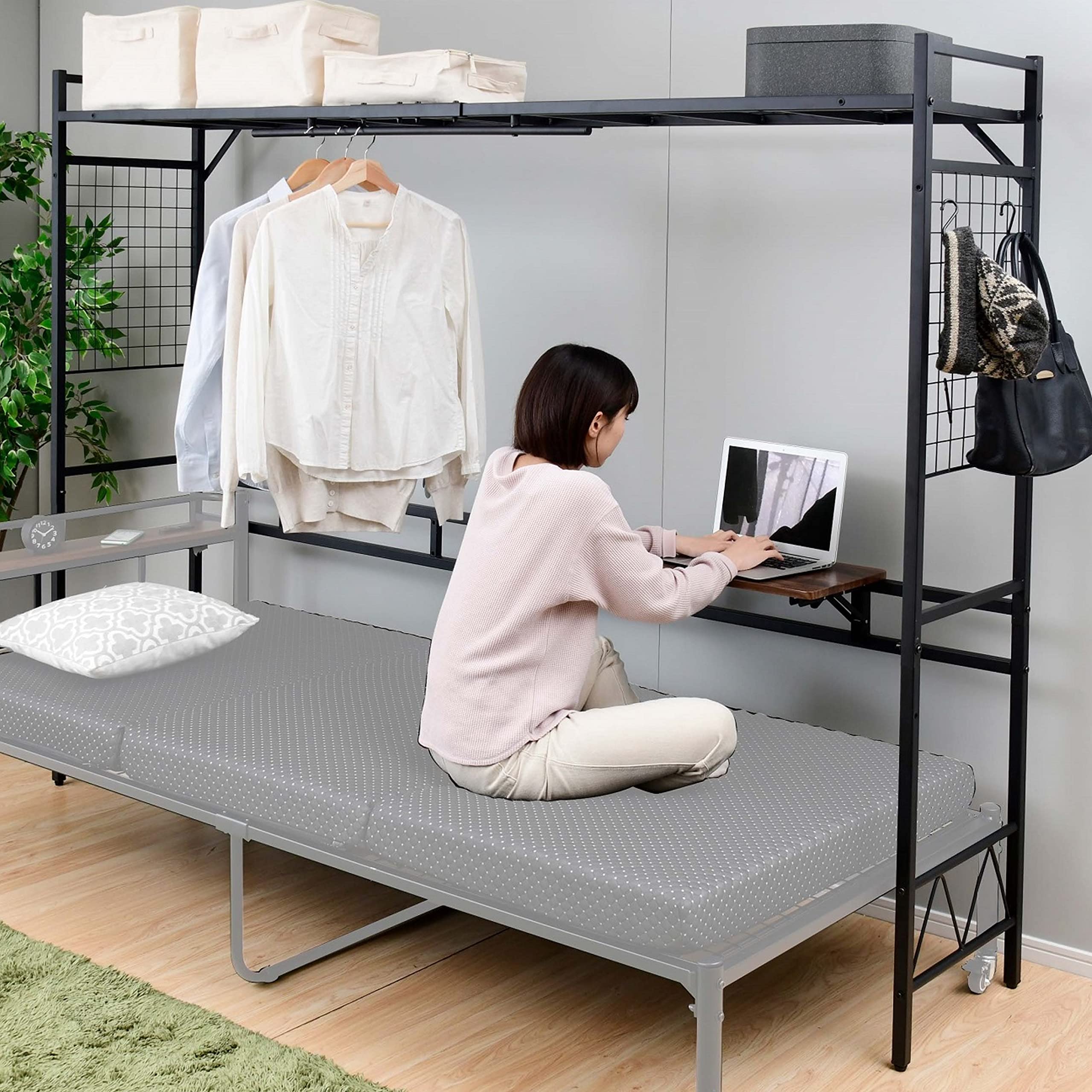 Amazon｜山善(YAMAZEN) ヘッドボード ベッドサイドラック (テーブル