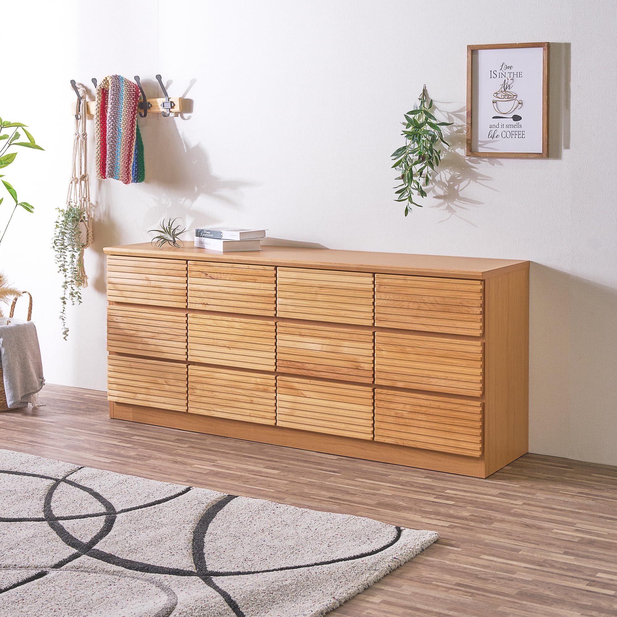 Amazon｜Cスタイル リビングチェスト 幅160cm 3段 ナチュラル 引出収納