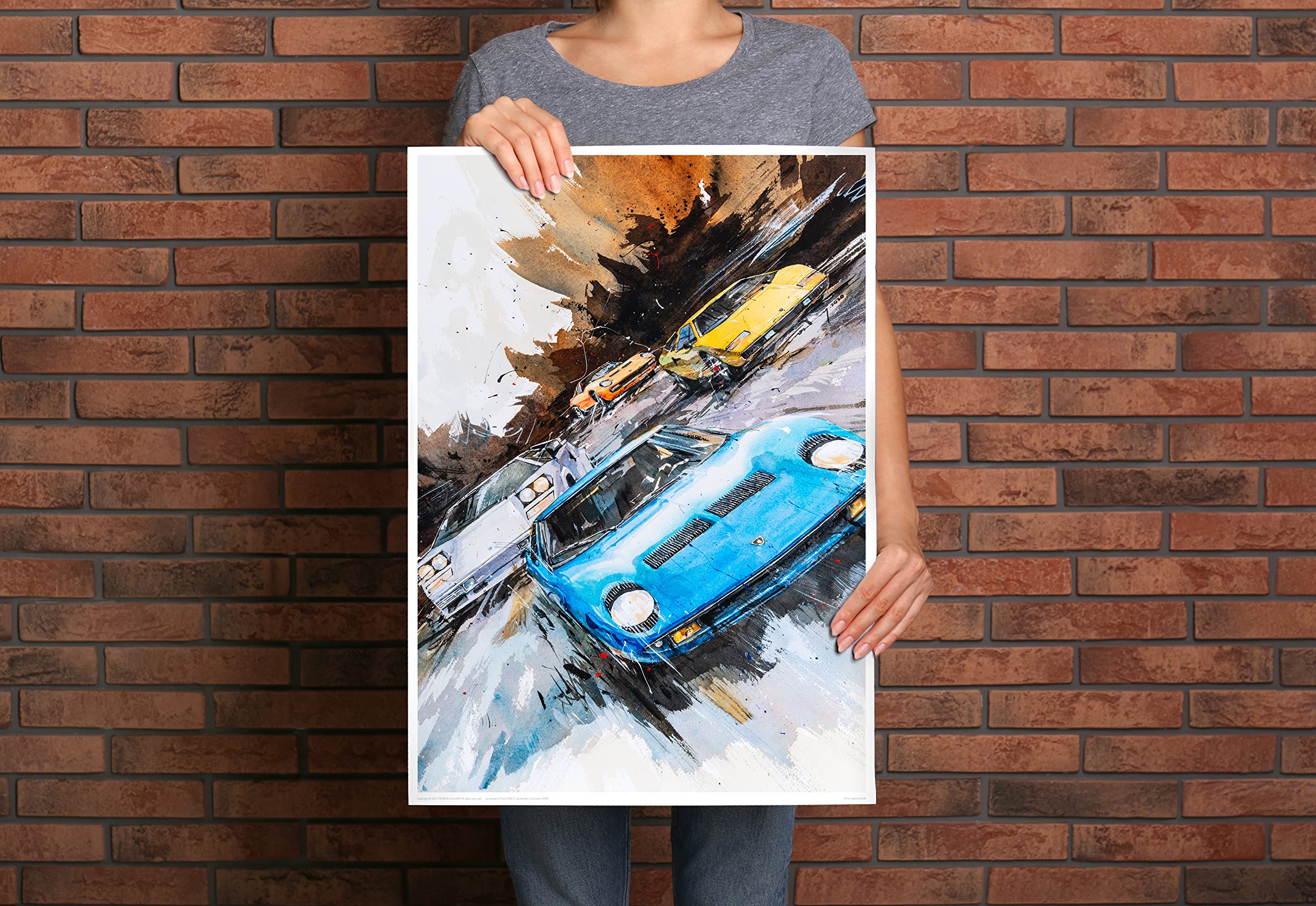 未使用 MINSEOK 水彩画 (プリント) 車 ポスター 屋内 装飾 未使用