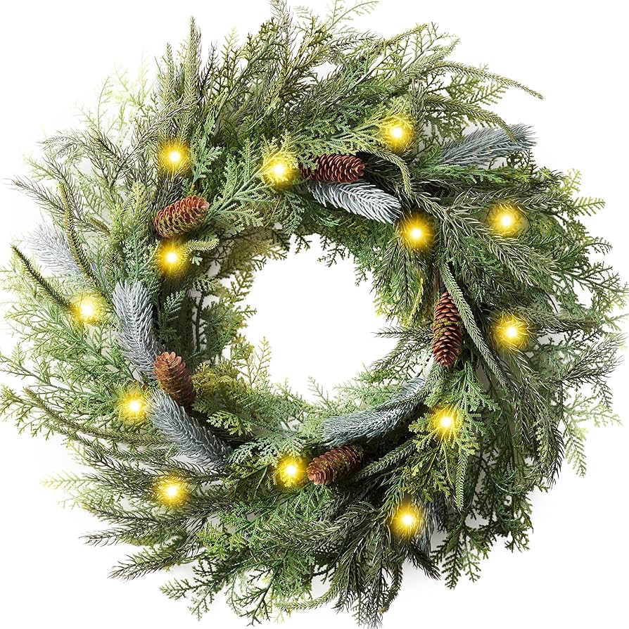 Amazon.com: Decorbyhannah Norfolk Pine Christmas Wreath with