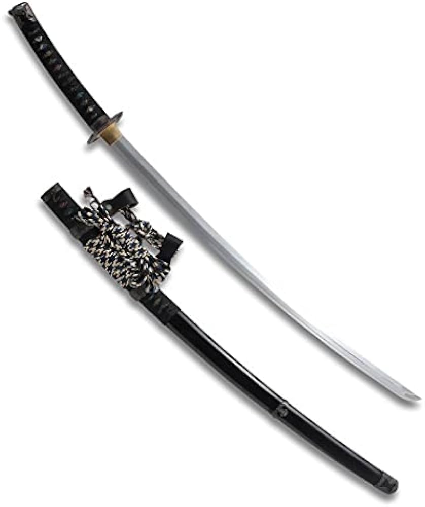 Amazon.co.jp: 模造刀 太刀 陣太刀 黒呂塗り鞘 極上研磨刀身 大刀