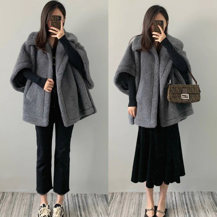 一部即納 7color WOOL ALPACA ケープ ポンチョ コート | LiLiRena