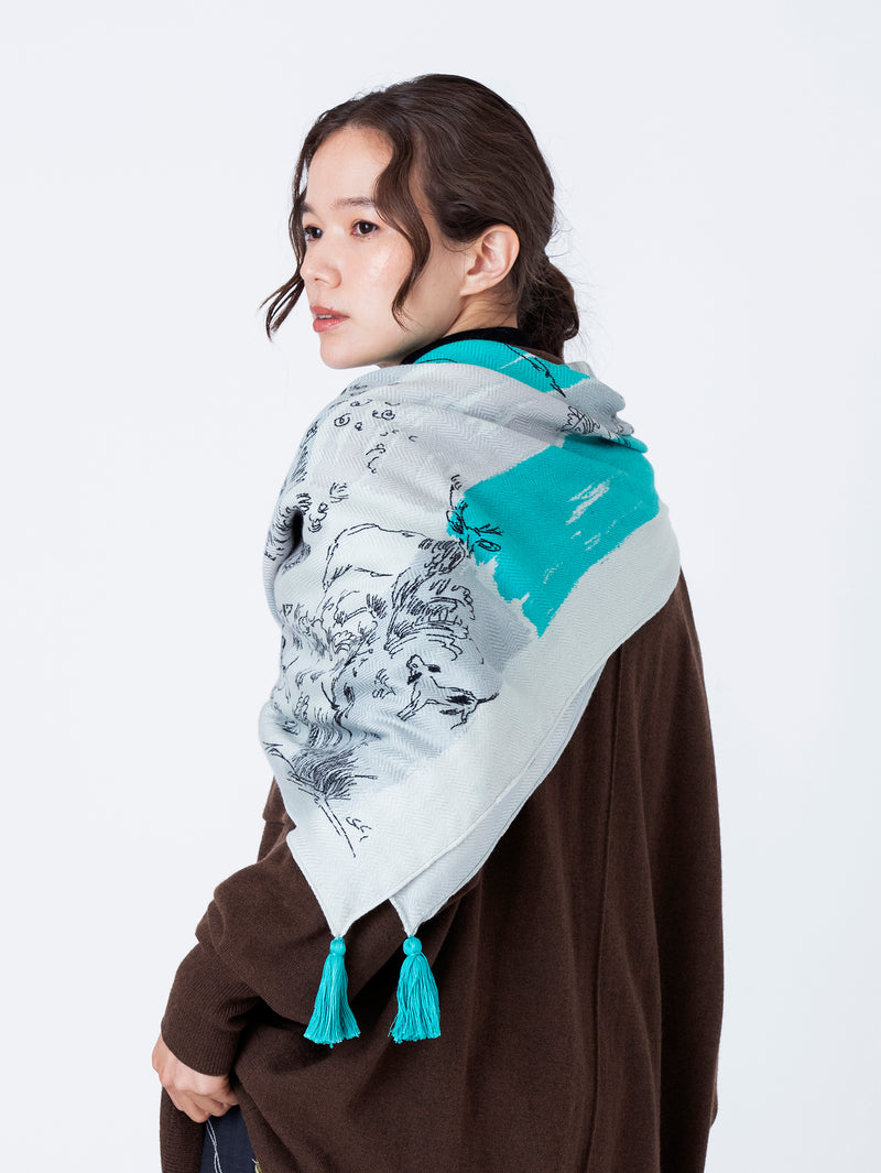 ウールシルクストールヘリンボーン織タッセル付き120＞レディ – manipuri