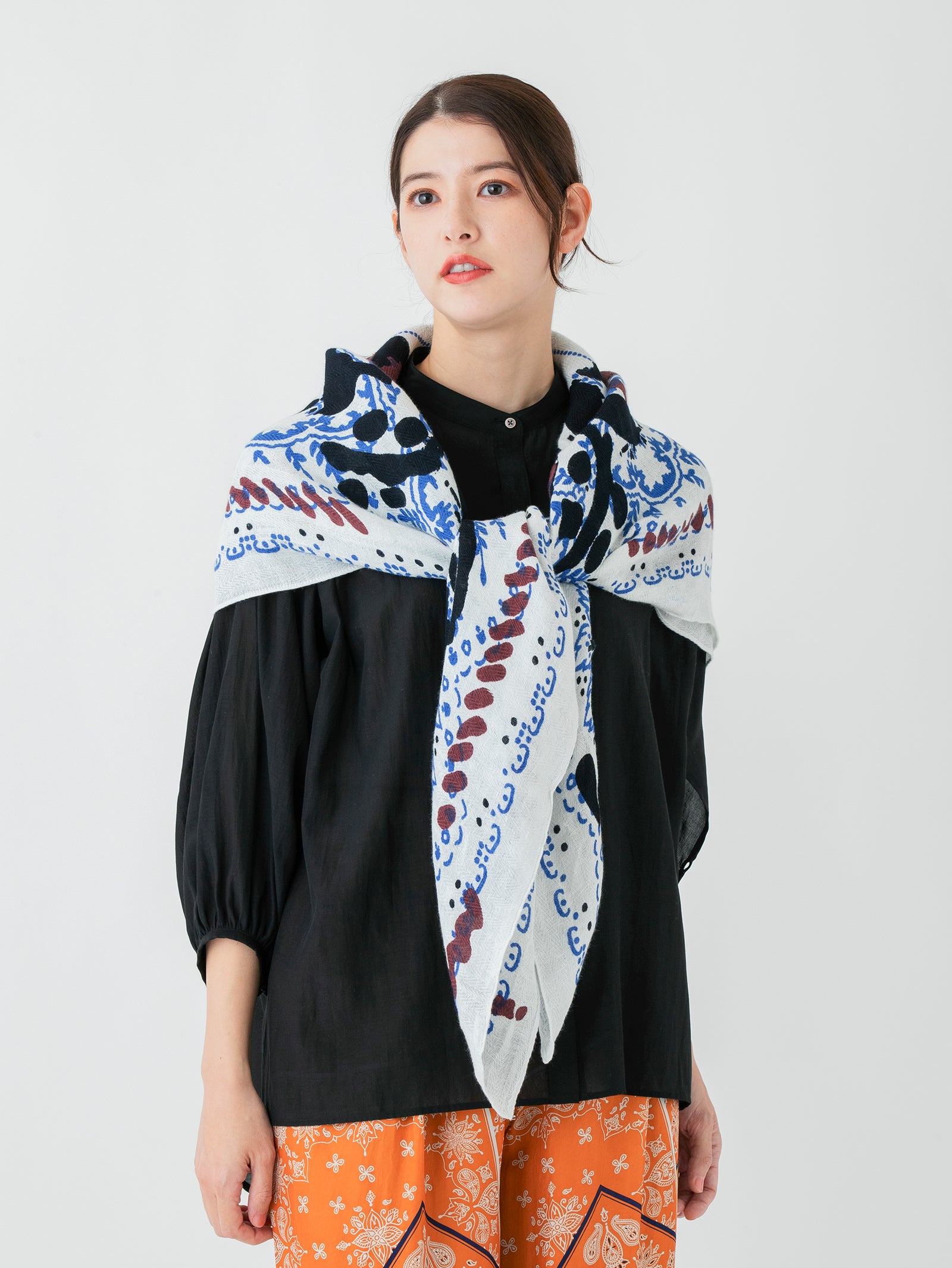 リネンミックスストール120＞ランダムペイズリーバンダナ – manipuri