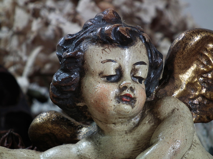 H00102 イタリアアンティーク 木彫りの天使 | MANSIKKA