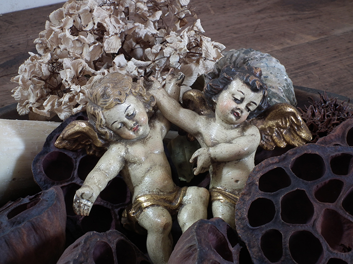 H00101 イタリアアンティーク 木彫りの天使 | MANSIKKA