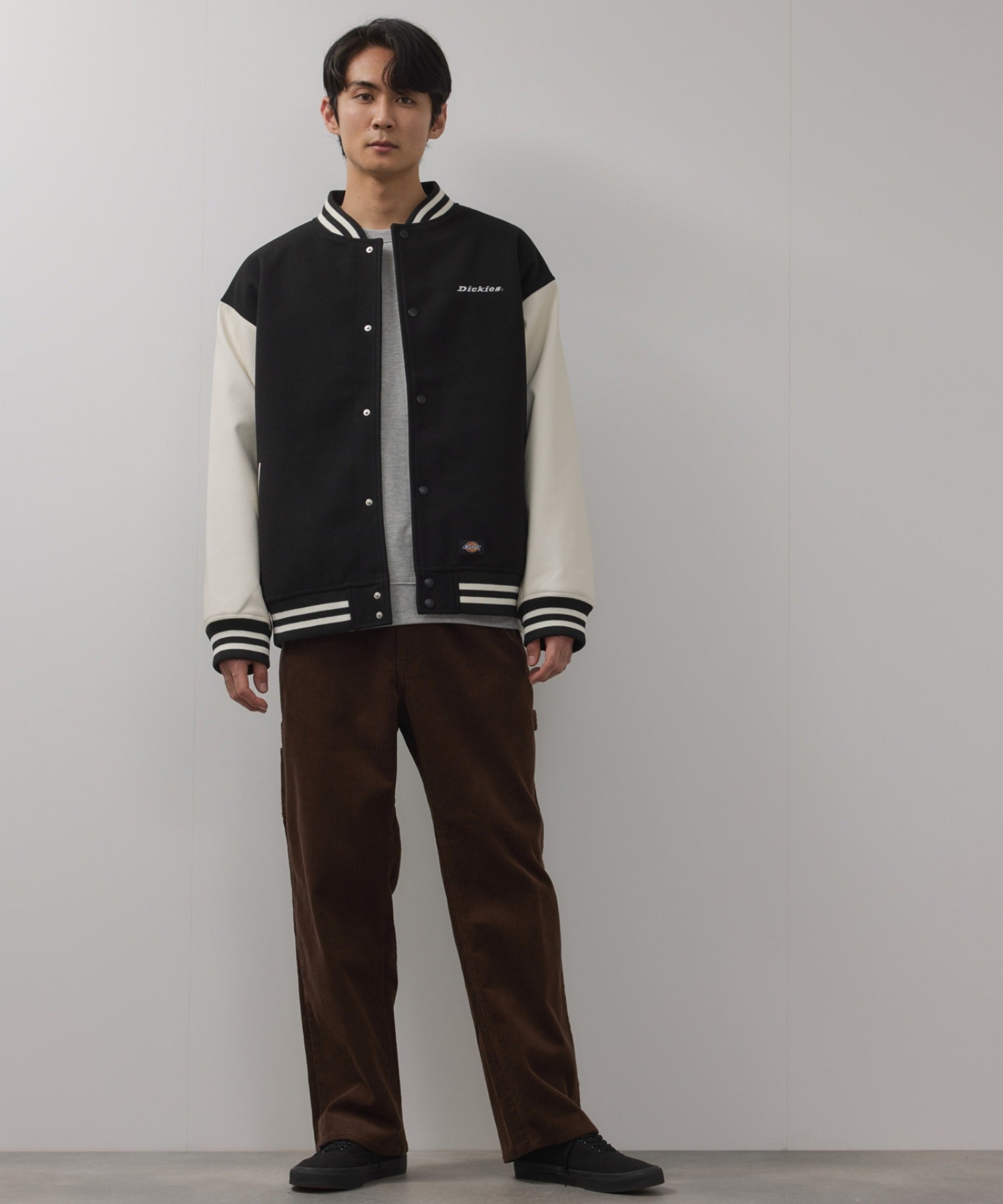 Dickies/ディッキーズ ロゴ刺繍 合成皮革切替 スタジアムジャンパー