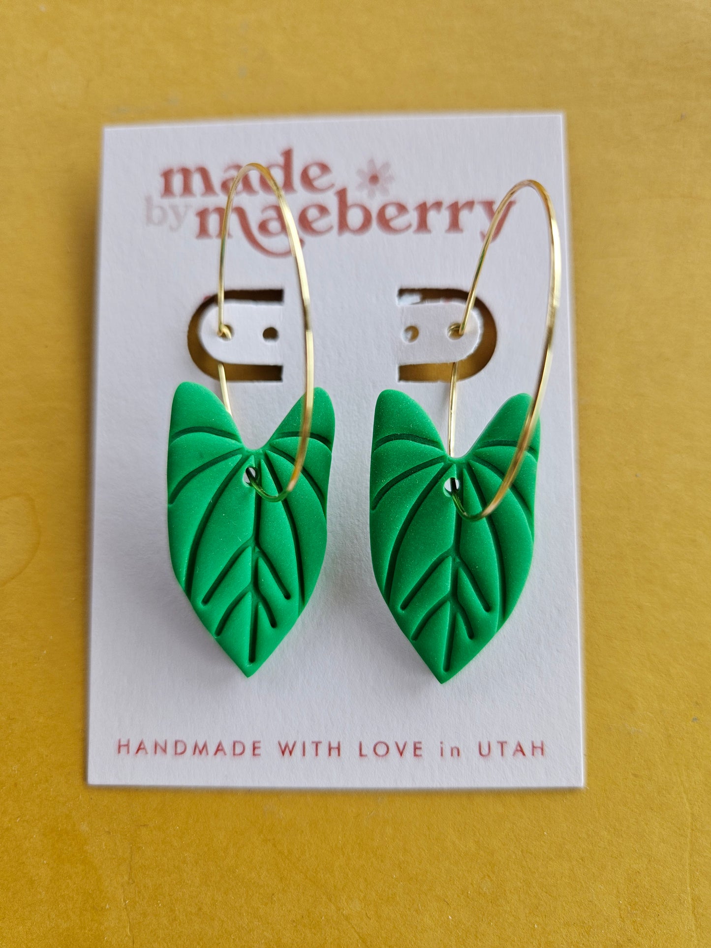 Plant Mama Leaf Shaped Polymer Clay Earrings – Made by Maeberry