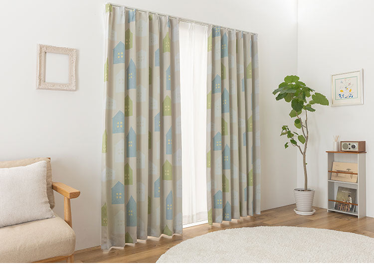 ときみ】シビラ 遮光カーテン フローレス 135 グリーン3セット ときみ