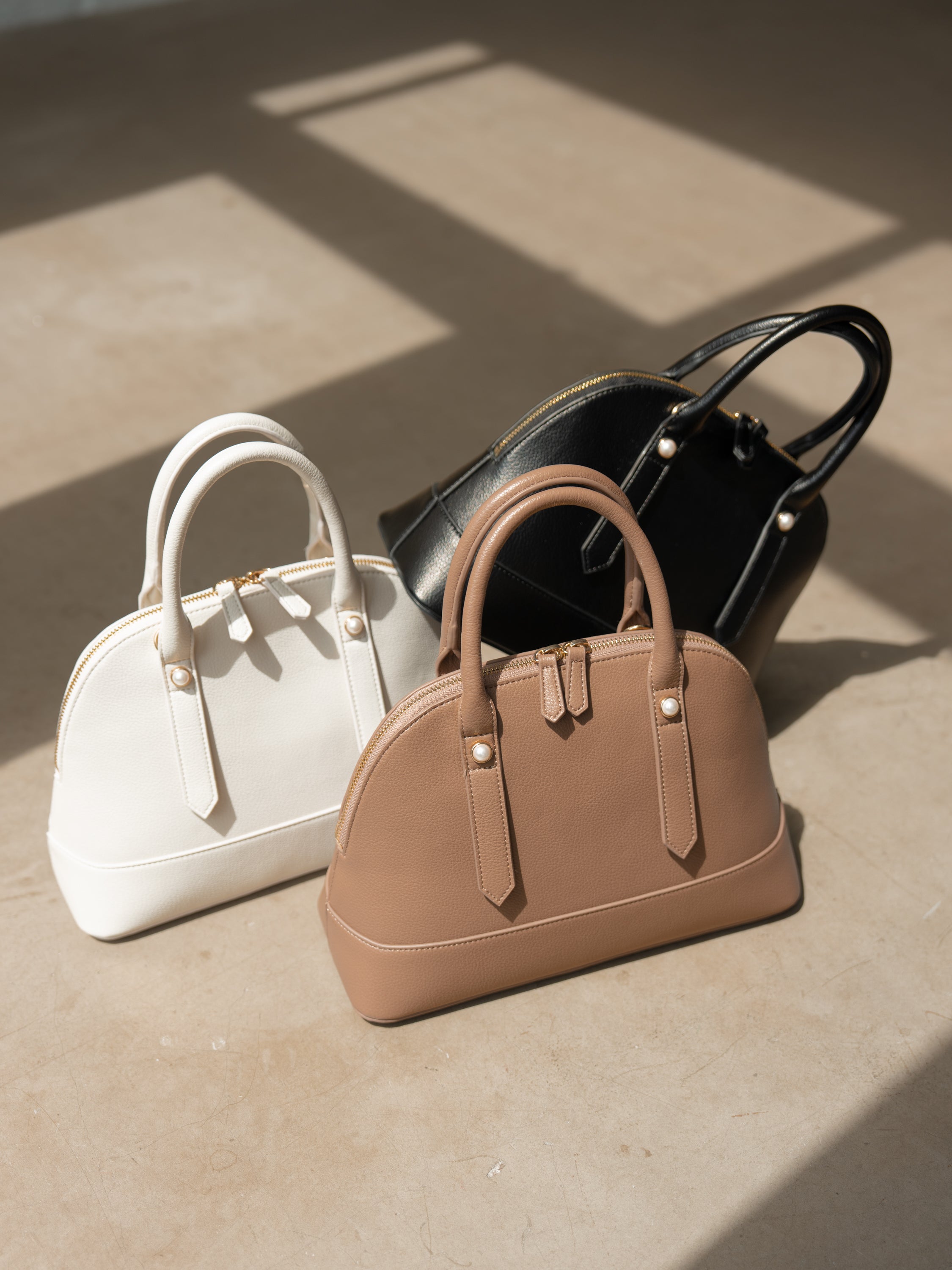 2WAYエコレザーミドルボストンバッグ【リサイクルポリエステル