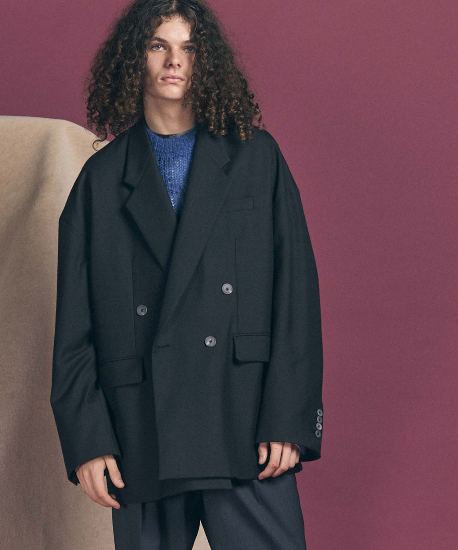 Italian Dead Stock Fabric】Prime-Over Double Breasted Jacket