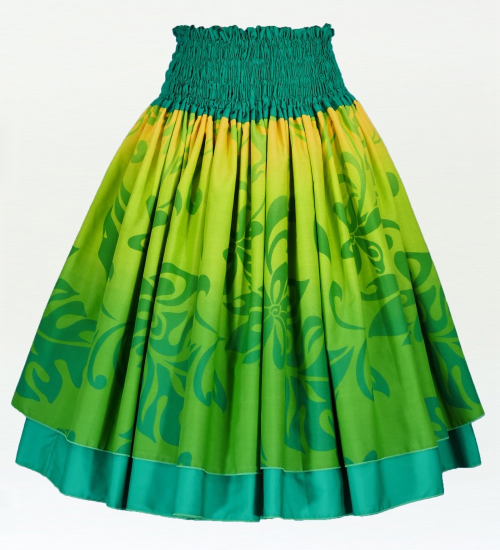 フラダンス ダブル リバーシブル パウスカート グリーン2526