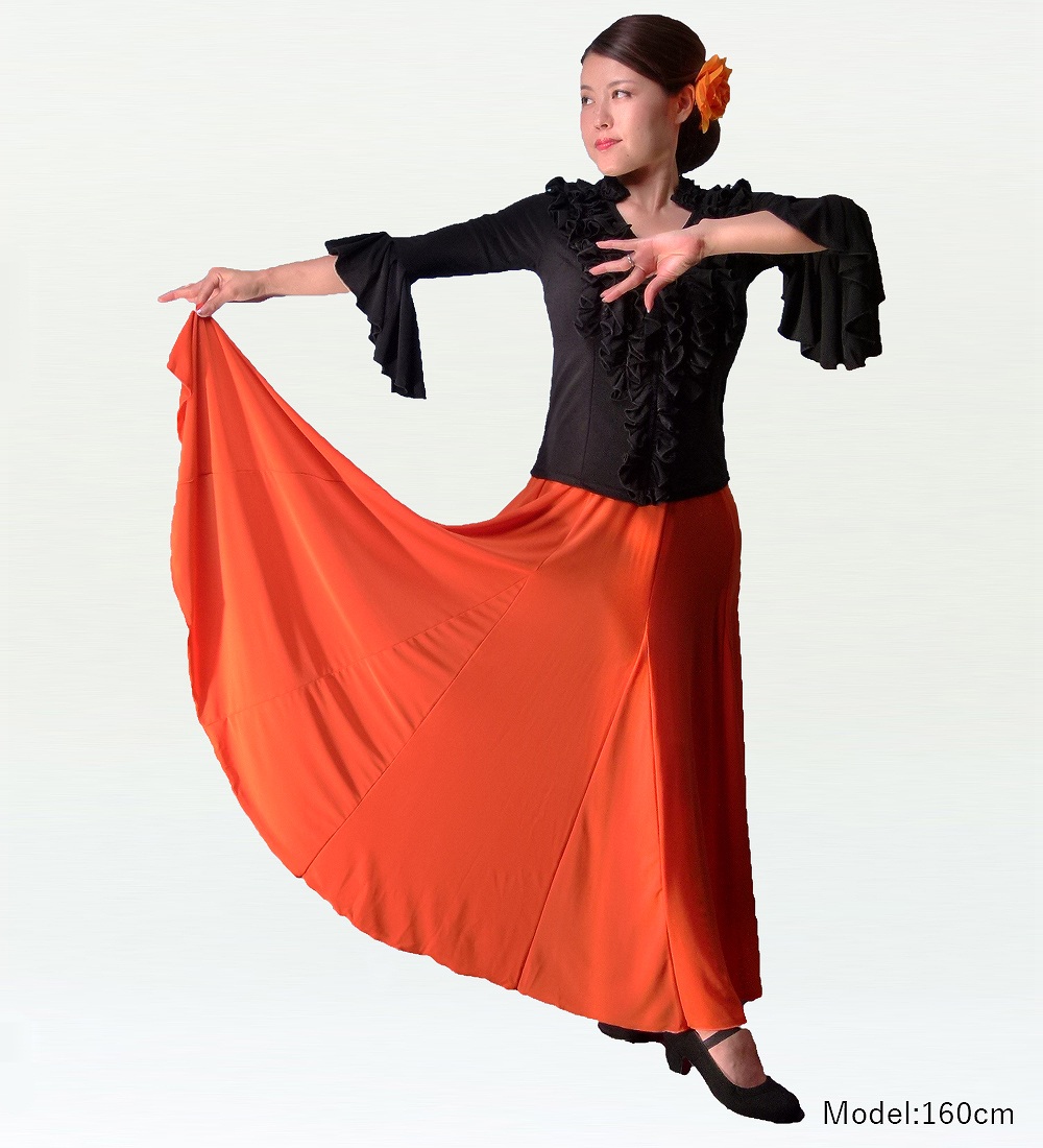 フラメンコ 無地 ファルダ スカート オレンジ 37o | □フラメンコ総合