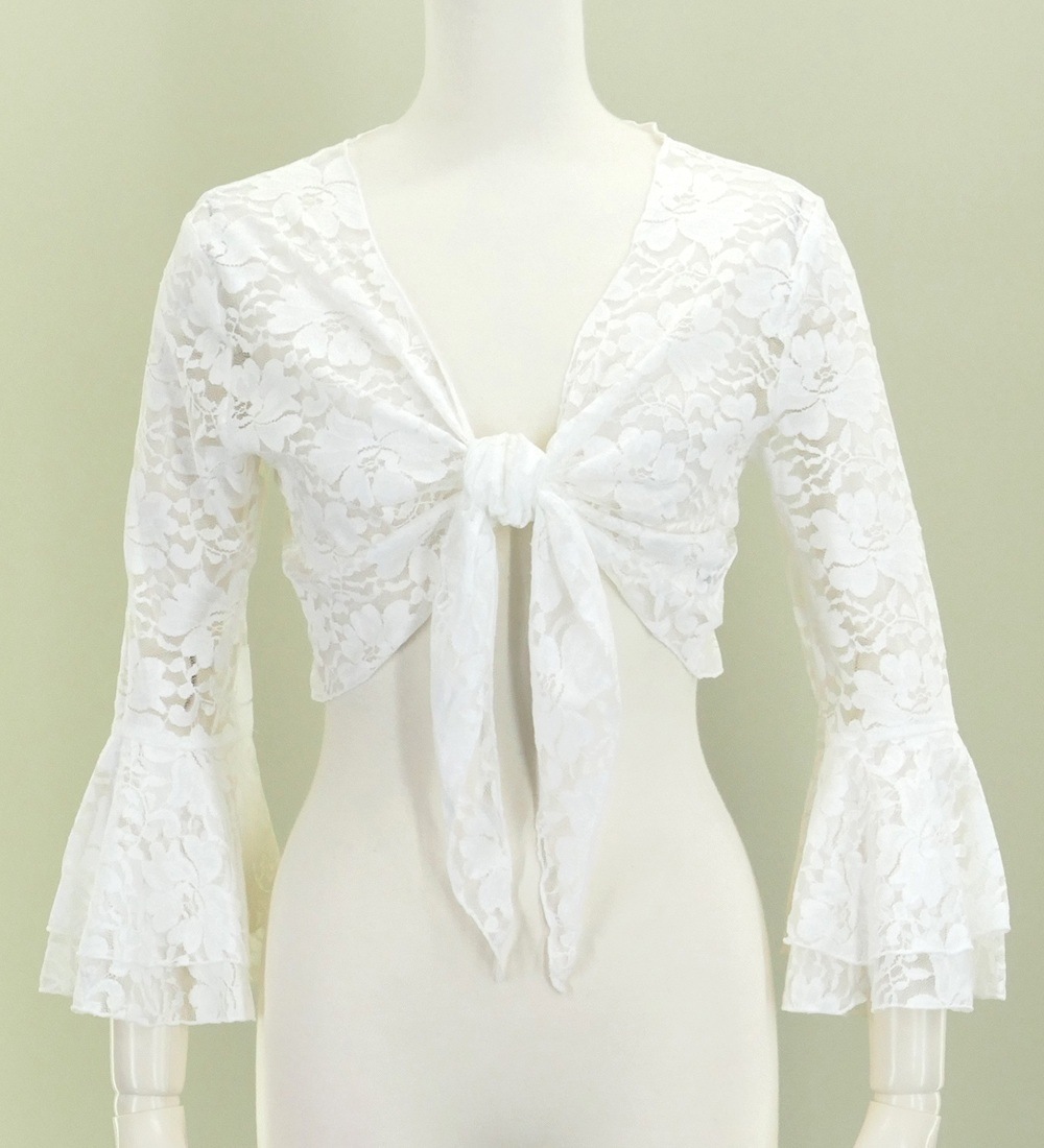Mサイズ フラメンコ 花柄レース ボレロ ホワイト 2343wb