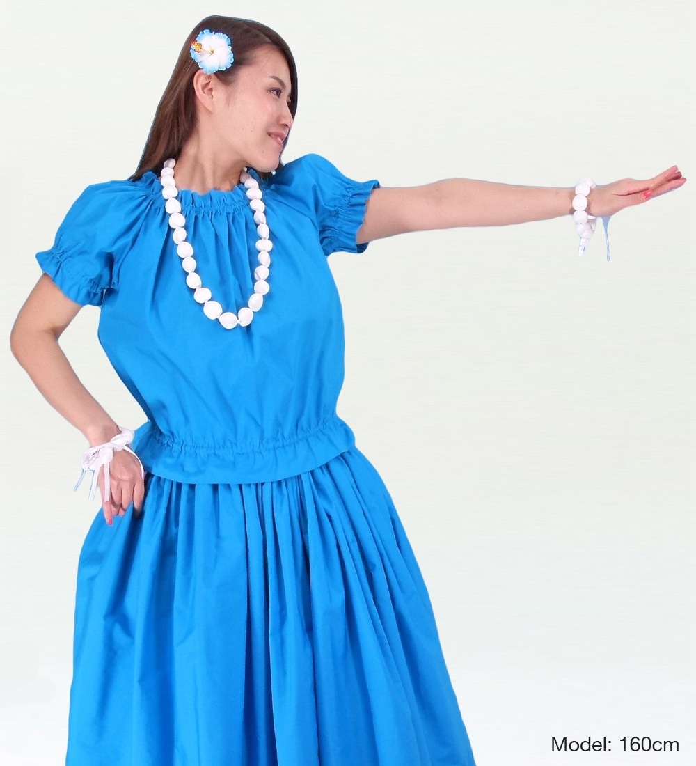 フラダンス ブラウス ライトブルー M(F)サイズ1665blF