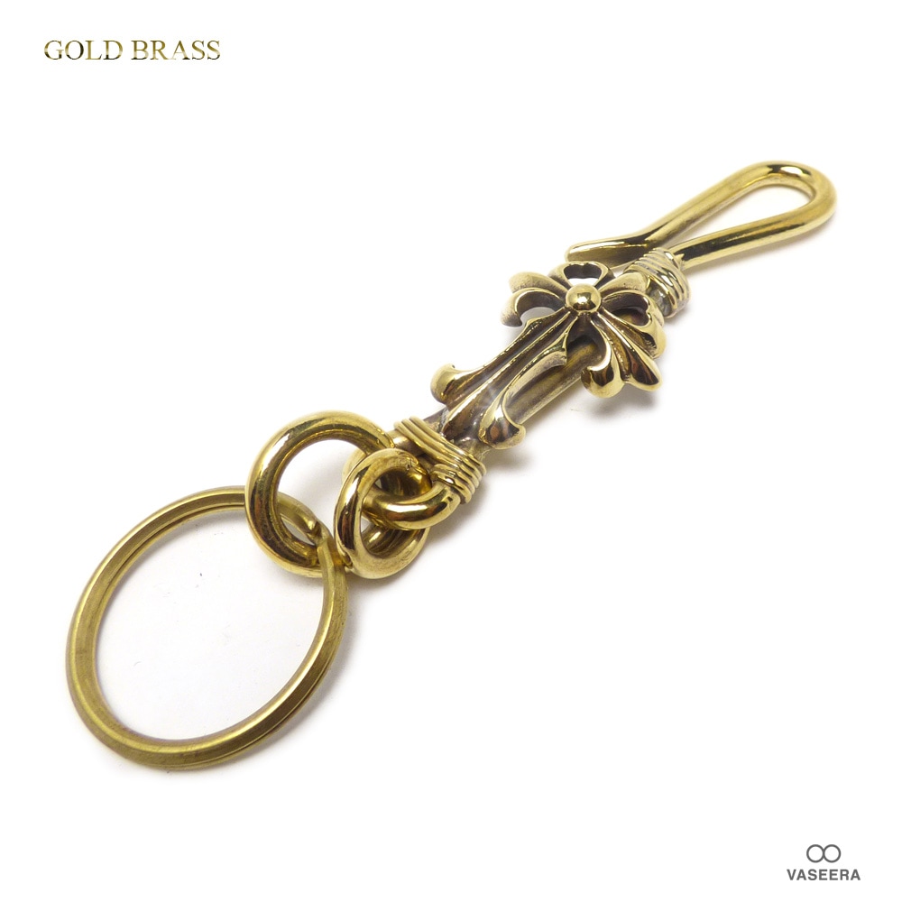 ゴールドブラス(真鍮) 38mmフローラルクロス ベルトフック 30mm二重