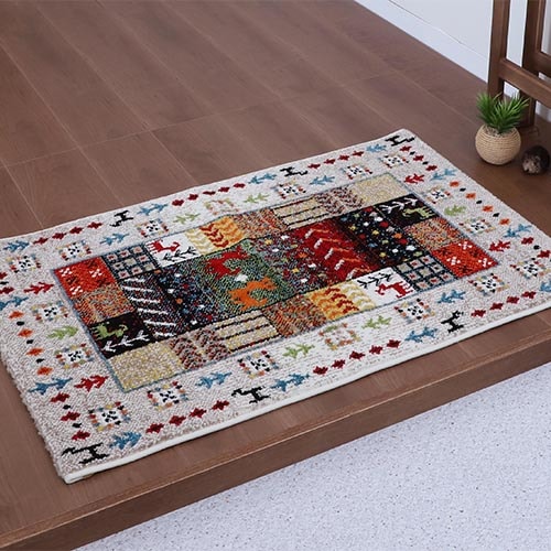 EC限定】マット ウィルトン ギャッベ調デザインの輸入柄物玄関マット