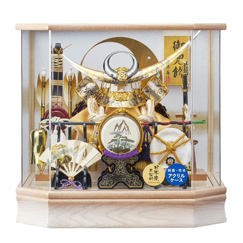 五月人形 5月人形 兜飾り ケース飾り 上杉謙信 六角 白竜 オーク