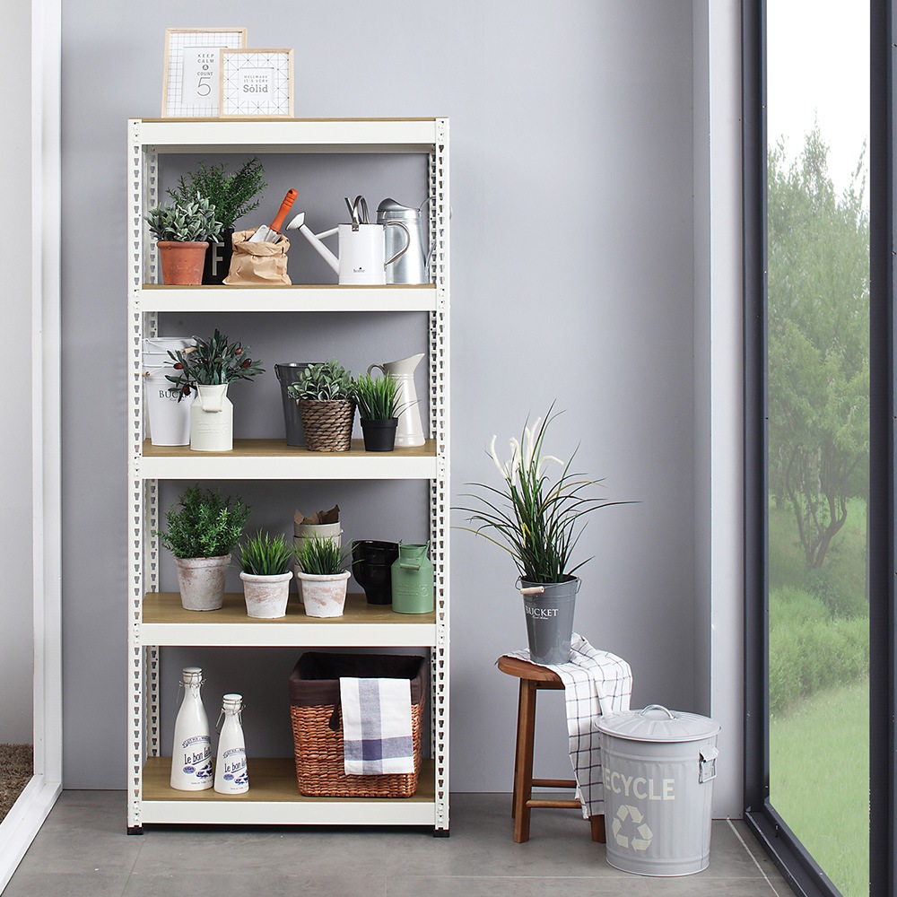 メタル＆ウッドラック スチールラック 5段 幅81cm 奥行41cm 高さ180cm 総