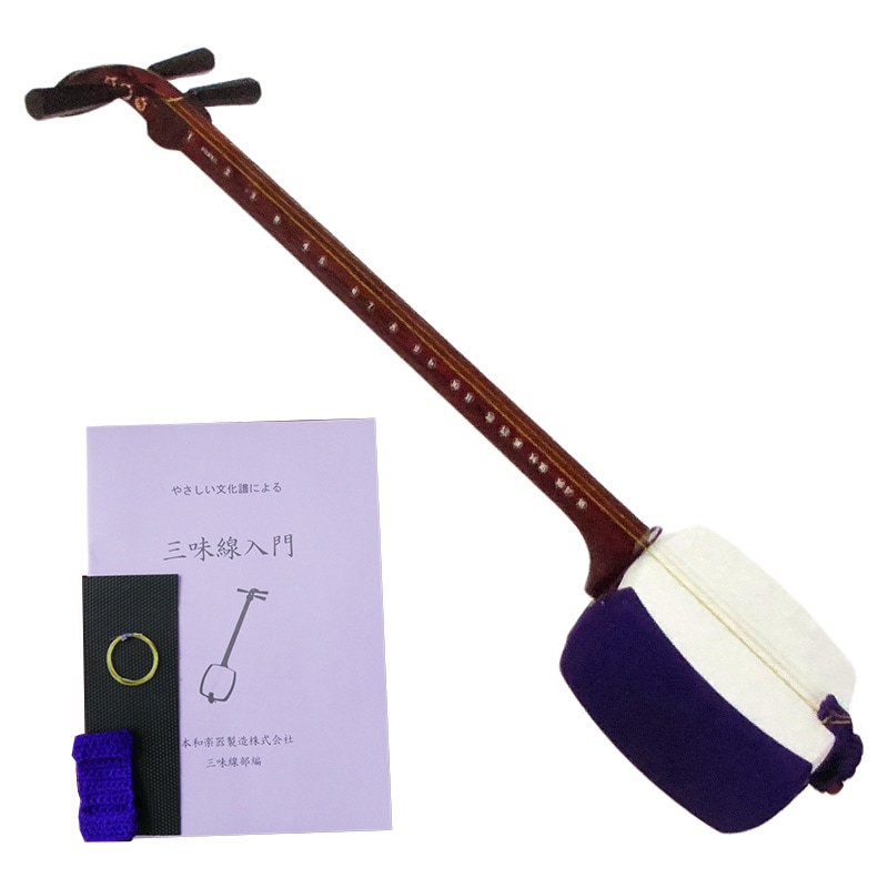 三味線本体 細棹 3弦 ハードケース付き 秋田三味線 長唄等 美品 朱色