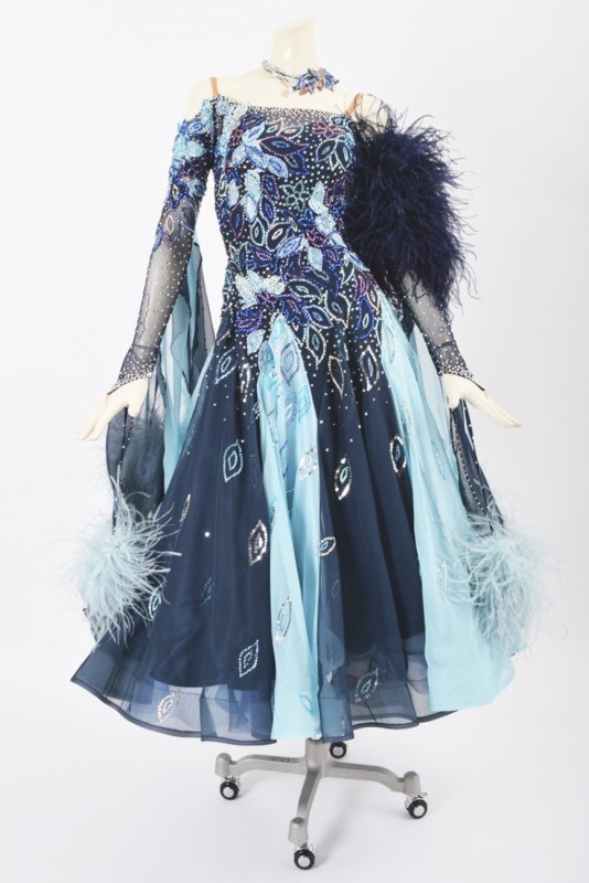 社交ダンスドレス スタンダード ネイビー ネイビー スタンダードドレス