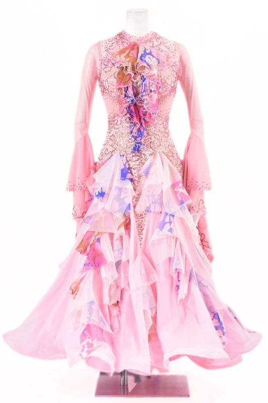 スタンダードドレス WS0740D マルチピンク S 社交ダンス モダンドレス