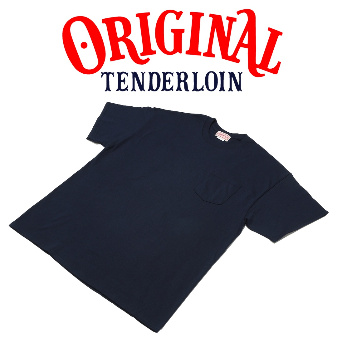 TENDERLOIN LOGO POCKET T-SHIRTS 6.0oz PREMIUM COTTON 100% NAVY | T