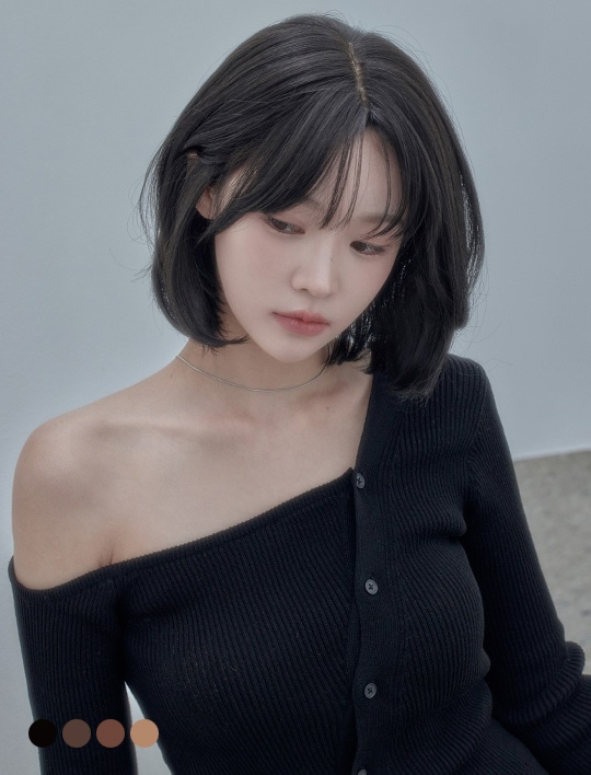 総手植えフルウィッグ) ショートボブ ベベカットパーマ（モースト原糸）