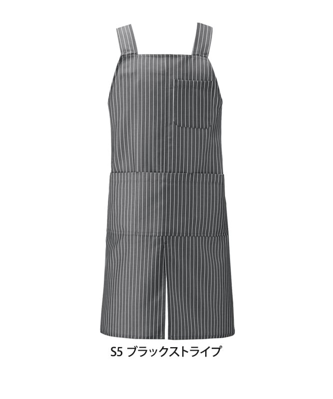 胸当てエプロンH型(ストライプ)[KAZEN製品] APK489-S｜飲食店制服