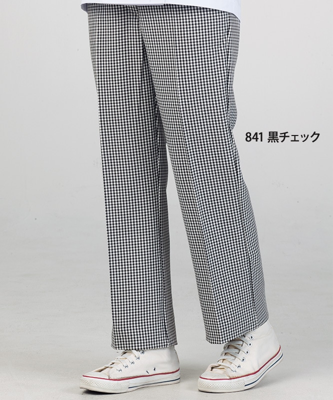 ギンガムチェックパンツメンズ(ノータック・両脇ゴム)[住商モンブラン
